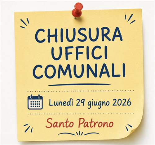 Chiusura uffici comunali – Lunedì 29 giugno 2026